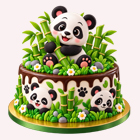 A panda cake with a cute panda face decoration on top