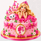A Barbie doll cake with a pink dress and pink icing, perfect for any celebration.
