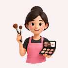 A beautifully decorated cake with makeup-themed decorations for a makeup artist.